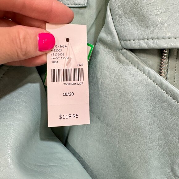 Lane Bryant Long Sleeve Side Zip Collar Silver Tone Hardware Jacket Aqua - Picture 5 of 8